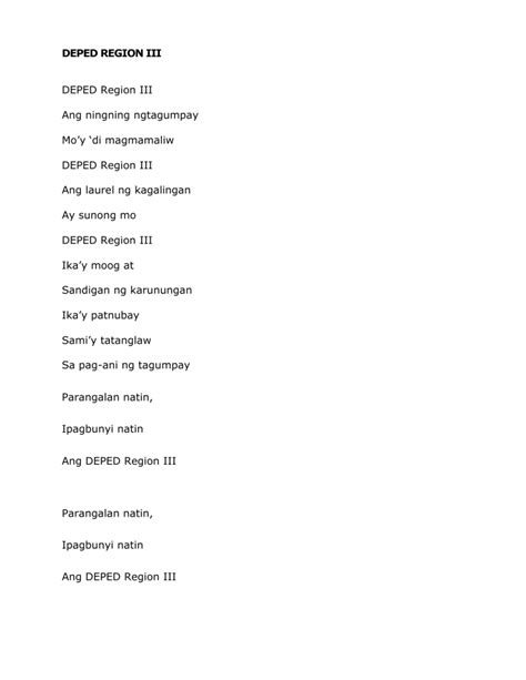 deped region 3 lyrics|Region III Folk Songs now .